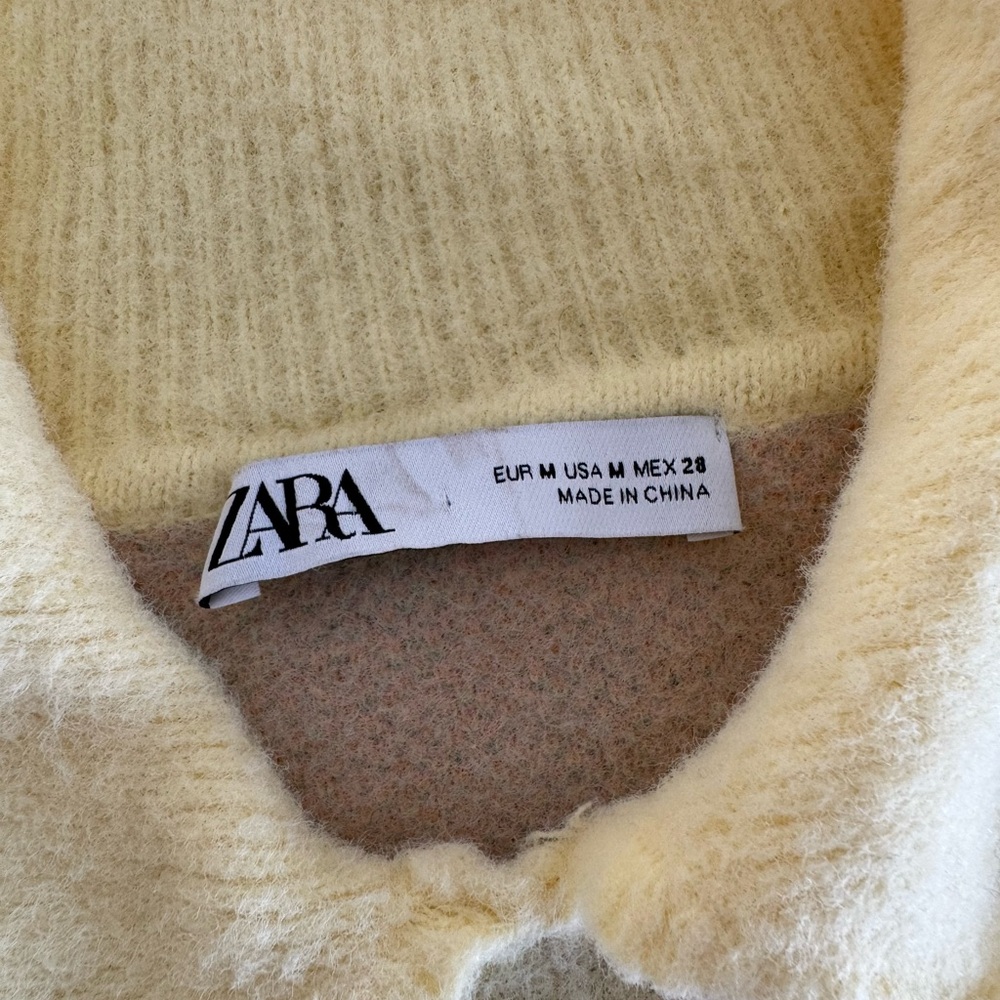 Nwot Zara Pale Yellow Floral Crewneck Sweater sz M - Picture 4 of 6